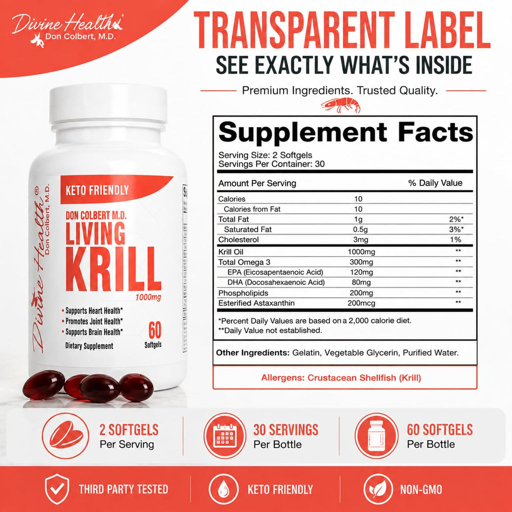 Divine Health Dr. Colbert Krill Oil 1000mg - 60 Softgels - image 5