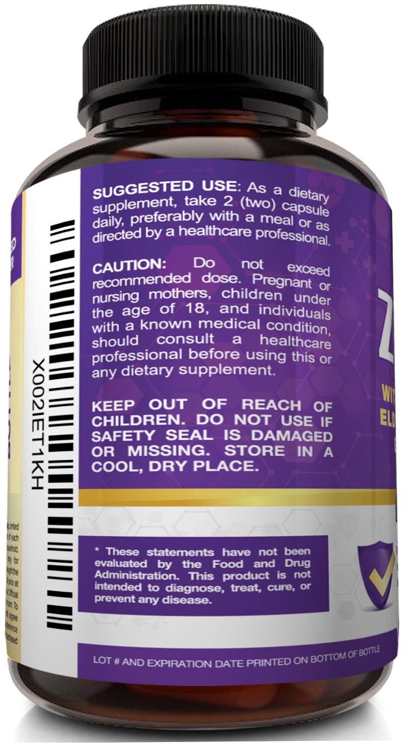 NutriFlair Zinc 50mg with Vitamin C & Elderberry - 60 Capsules - image 5