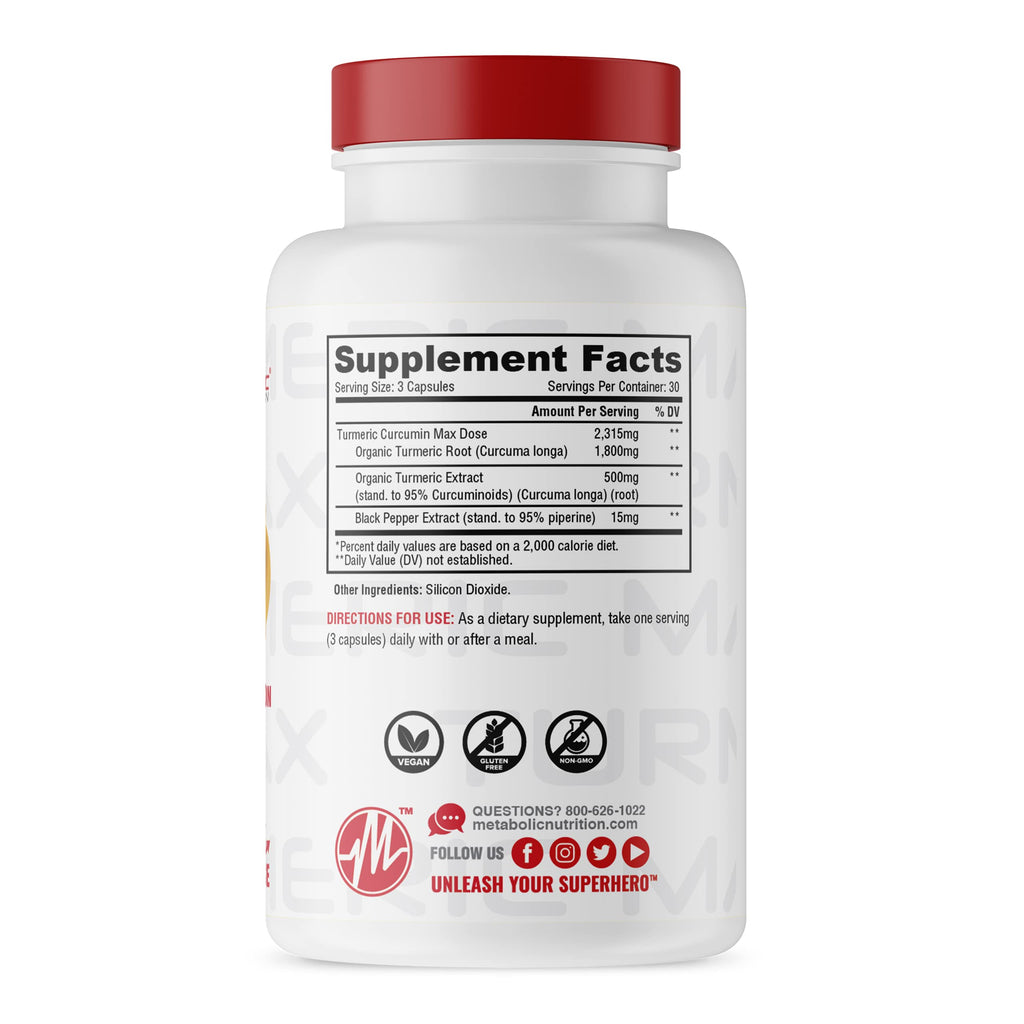 Metabolic Nutrition Turmeric Curcumin with Black Pepper - 90 Capsules - image 2