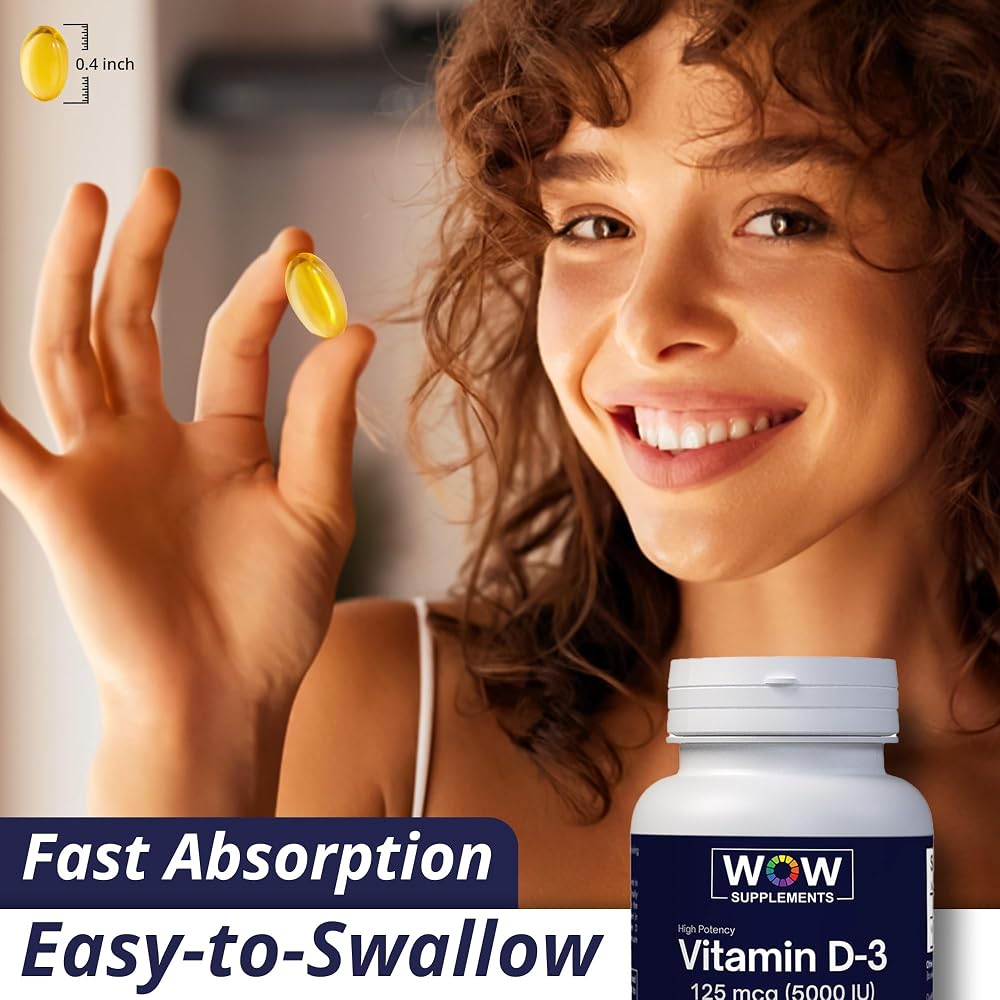 WOW Supplements Vitamin D3 5000 IU Softgels - 120 Count - image 7