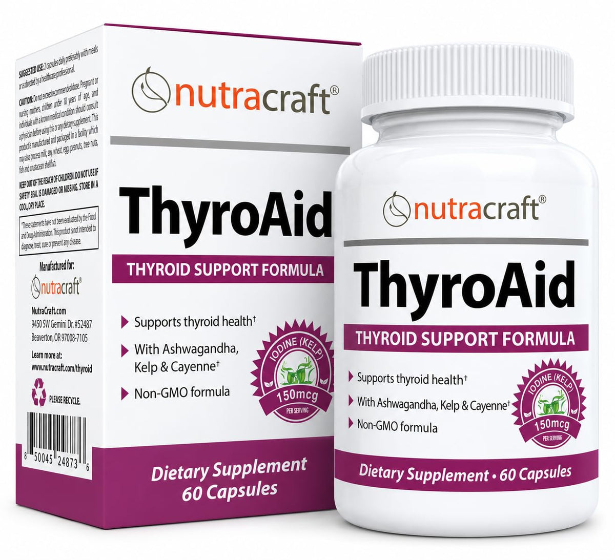 Nutracraft ThyroAid Thyroid Support with Iodine & Selenium - 60 Capsules