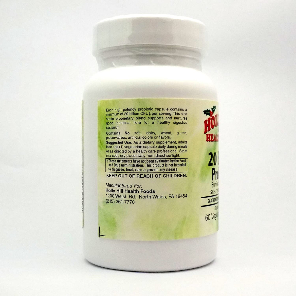 Holly Hill Health Foods 20 Billion CFU Probiotic - 60 Vegetarian Capsules - image 3