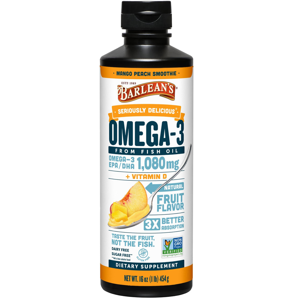 Barlean's Omega 3 Fish Oil Liquid Supplement for Men and Women