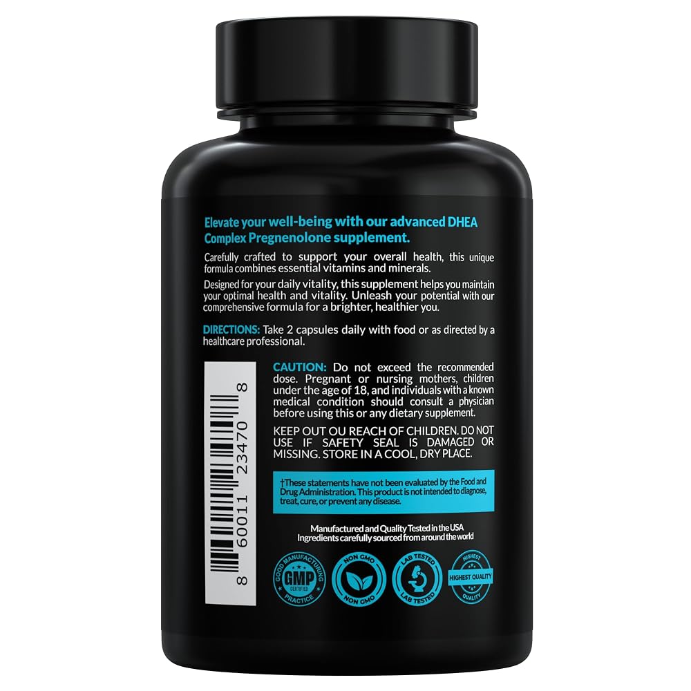 EVERYDAY NUTRITION DHEA 200mg Pregnenolone Supplement - 90 Capsules - image 3