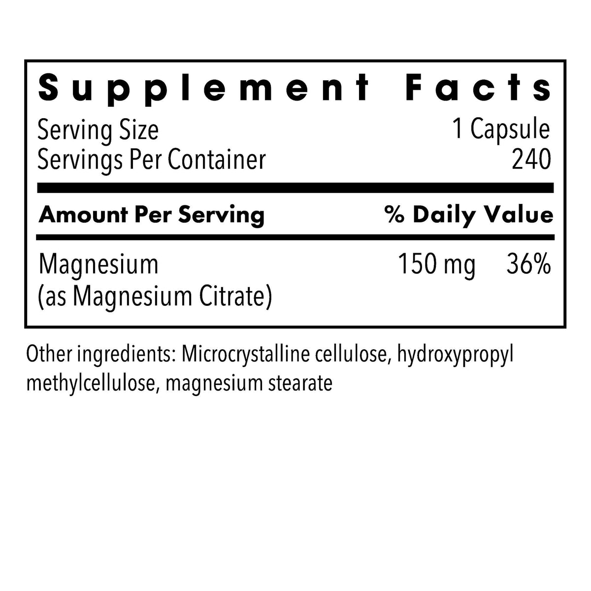 Metabolic Maintenance Magnesium Citrate 150 mg - 240 Capsules - image 2