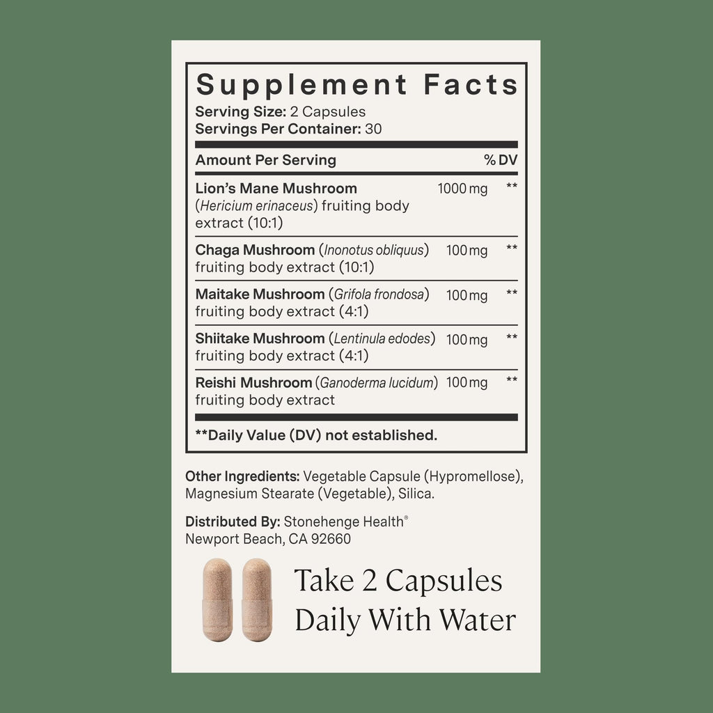 Stonehenge Health Dynamic Mushrooms Lions Mane Brain Support - 60 Capsules - image 4