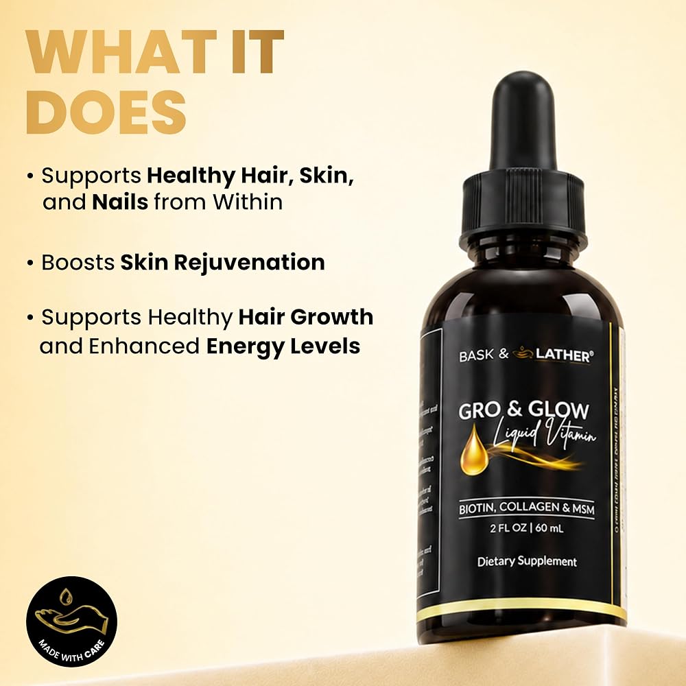 BASK & LATHER Gro & Glow Liquid Collagen for Hair, Skin & Nails - 2 FL Oz - image 3