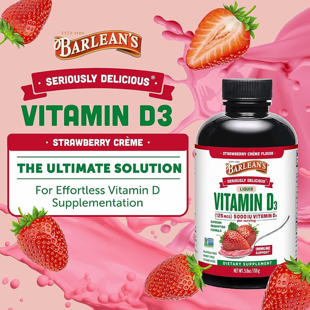 Barlean's Liquid Vitamin D3 & K2, Non-GMO, 5.6oz, 2-Pack