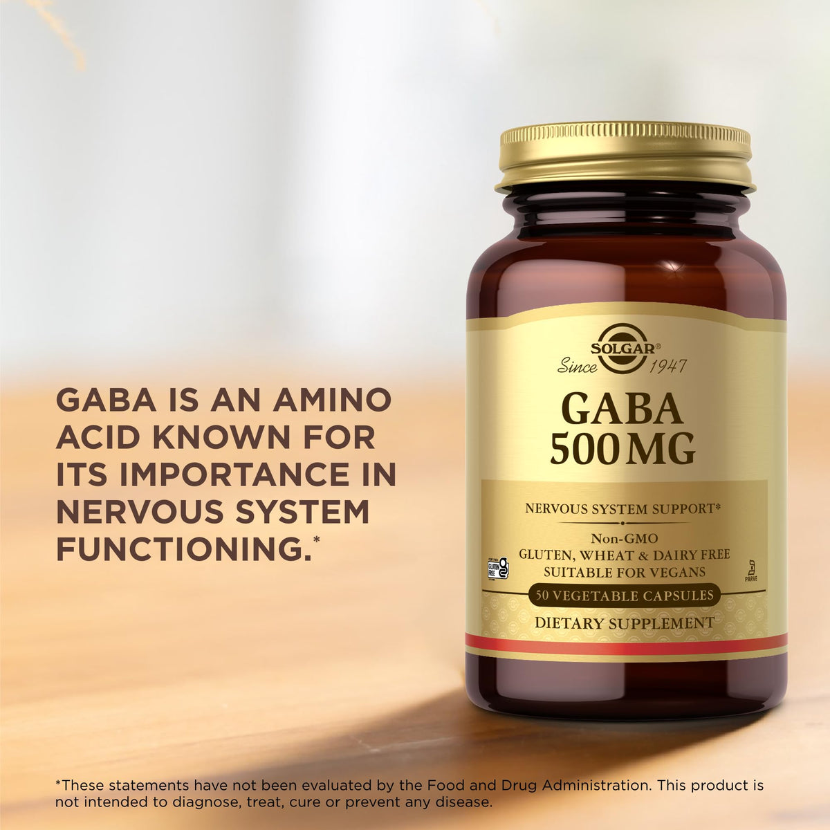 Solgar GABA 500 mg Nervous System Support - 50 Vegetable Capsules - image 5