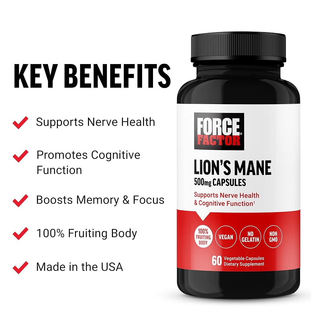 Force Factor Lion's Mane Supplement Memory & Focus - 60 Vegetarian Capsules - image 2