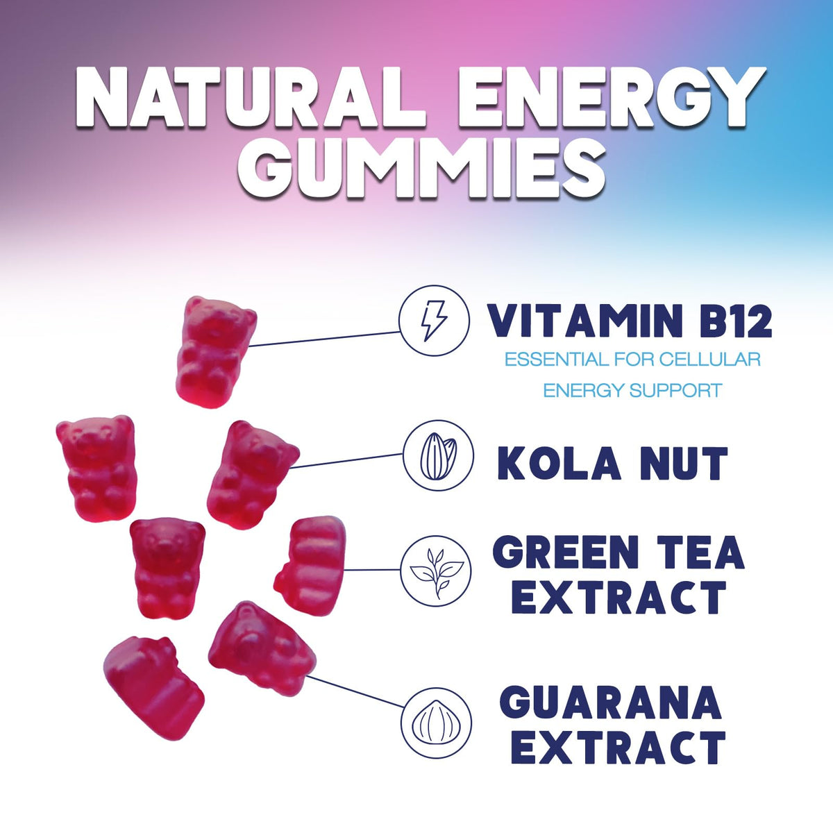 Nature's Nutrition Energy Gummies Vitamin B12 1000mcg Per Serving