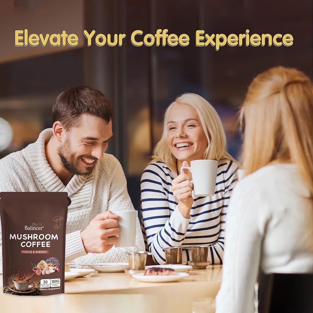 Balincer Mushroom Coffee, 6 Adaptogenic Mushrooms (Lion's Mane