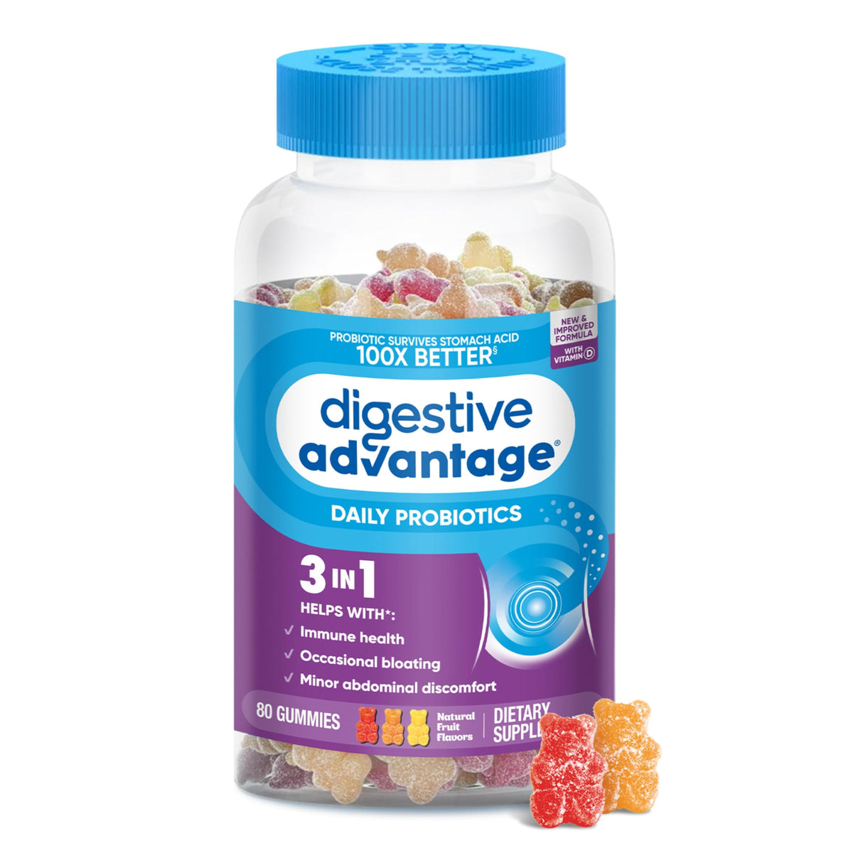 Digestive Advantage Probiotics Gummies with Vitamin D - 80 Count