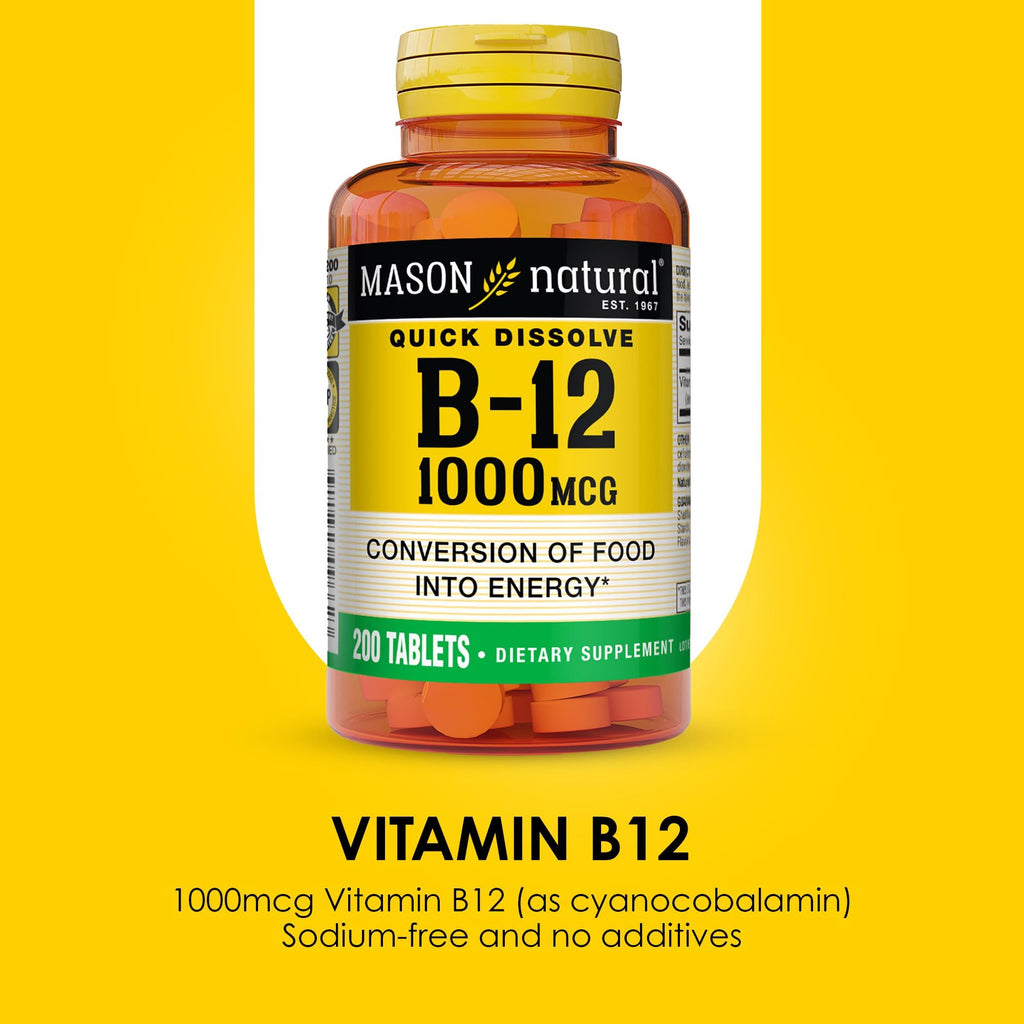 MASON NATURAL Vitamin B-12 1000 mcg Quick Dissolve Tablets - 200 Count - image 4