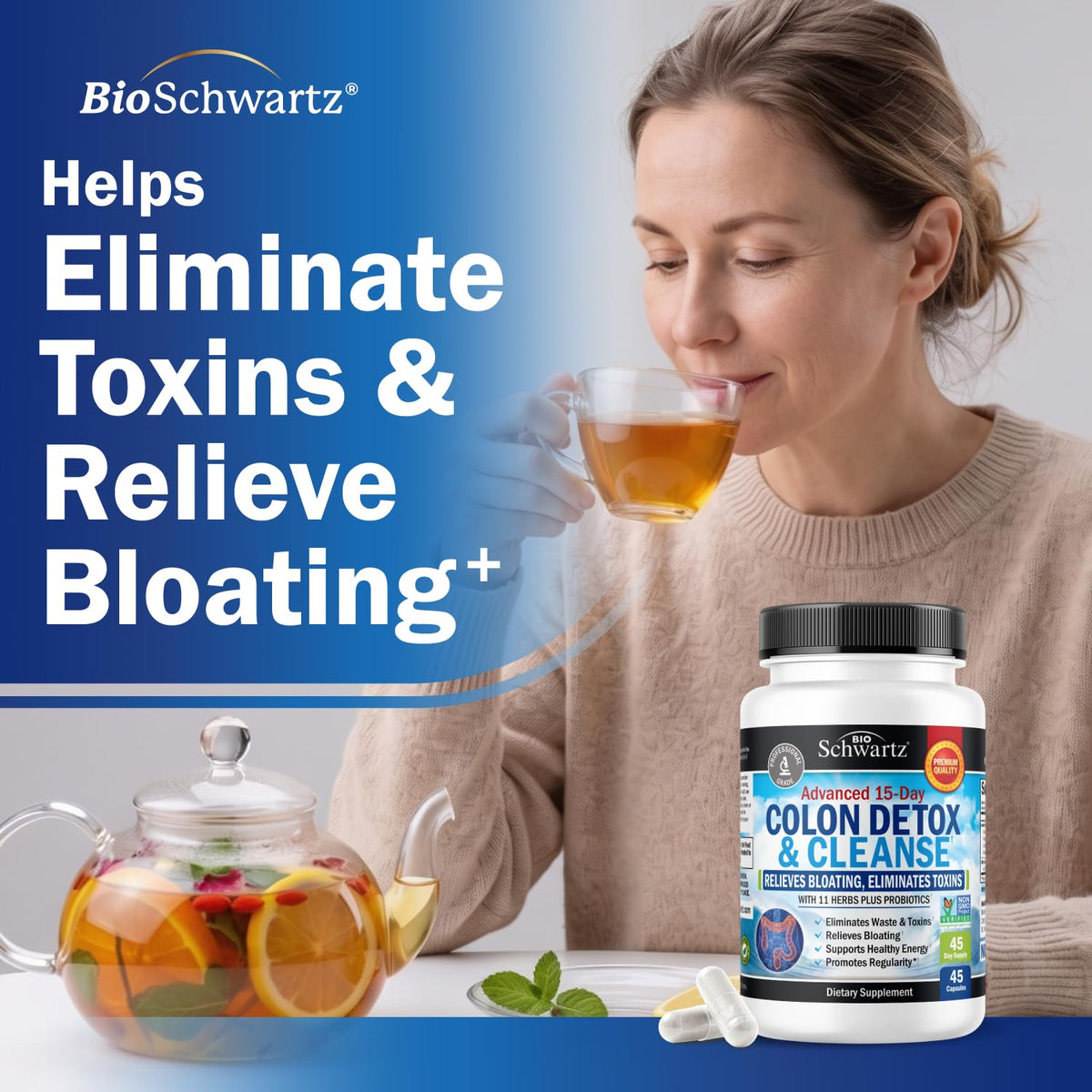 BioSchwartz Colon Cleanser Digestive Support - 45 Capsules - image 2