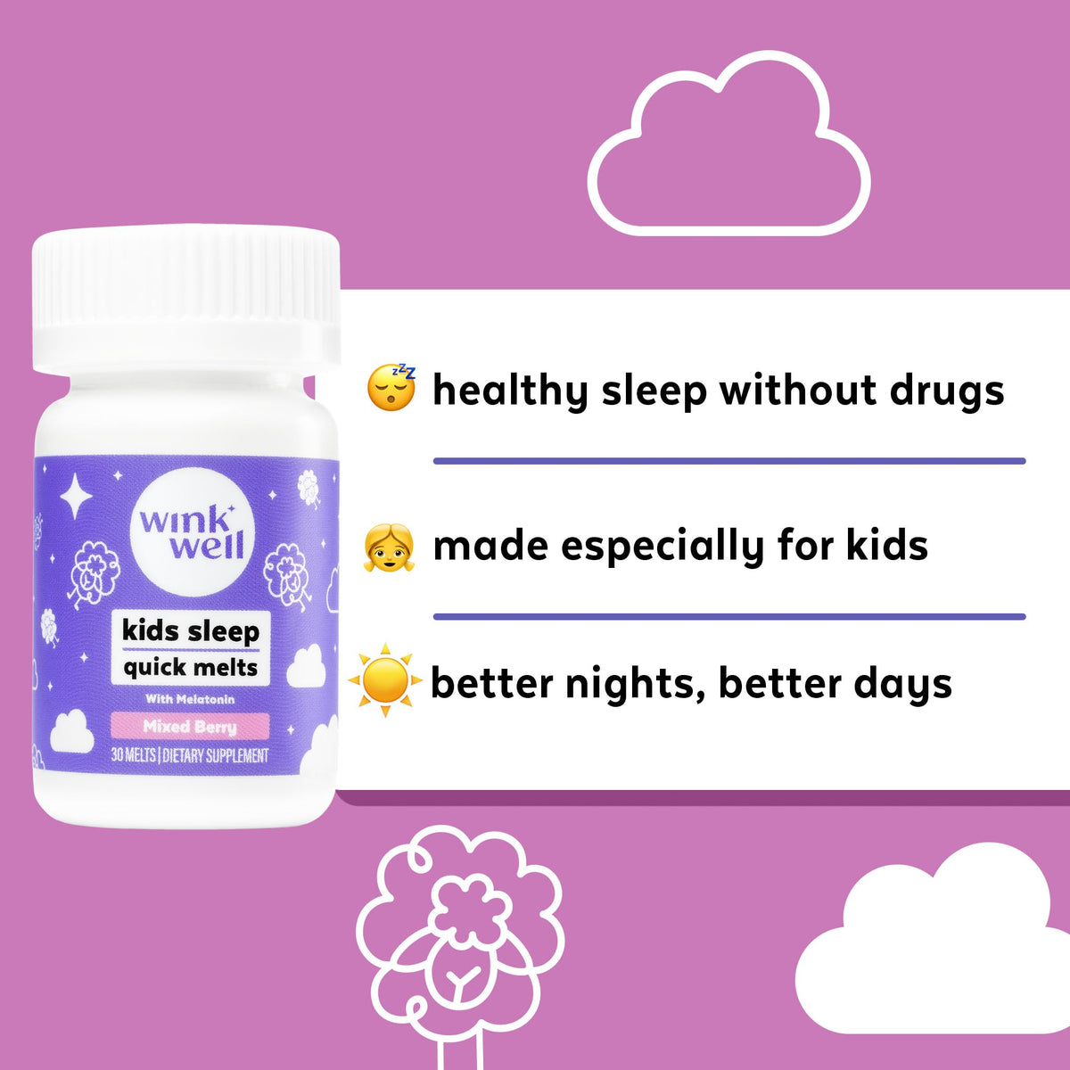 Wink Naturals Kids Melatonin 1mg Chewable Melts Sleep Aid - 30 Count - image 8