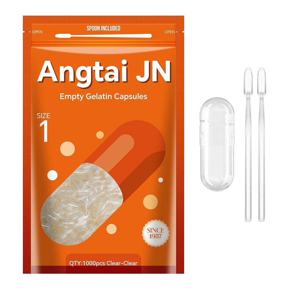 Angtai JN Size 1 Empty Gelatin Capsules - 1000 Count