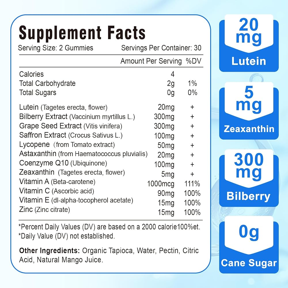 VZOXAINS Sugar Free Lutein Zeaxanthin Gummies