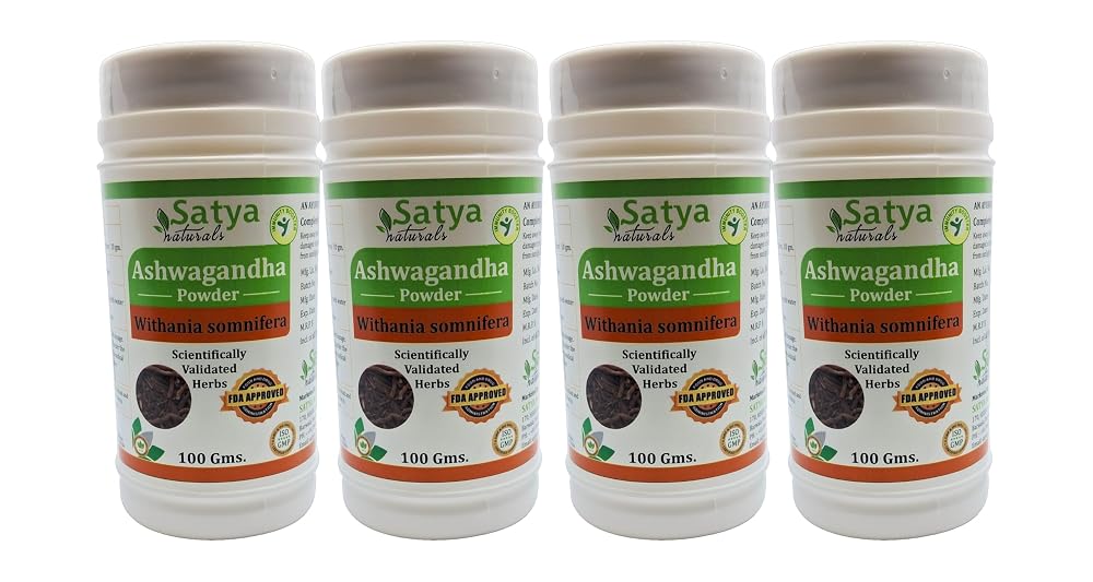 Satya Naturals Ashwagandha Powder - 4 Packs of 100g