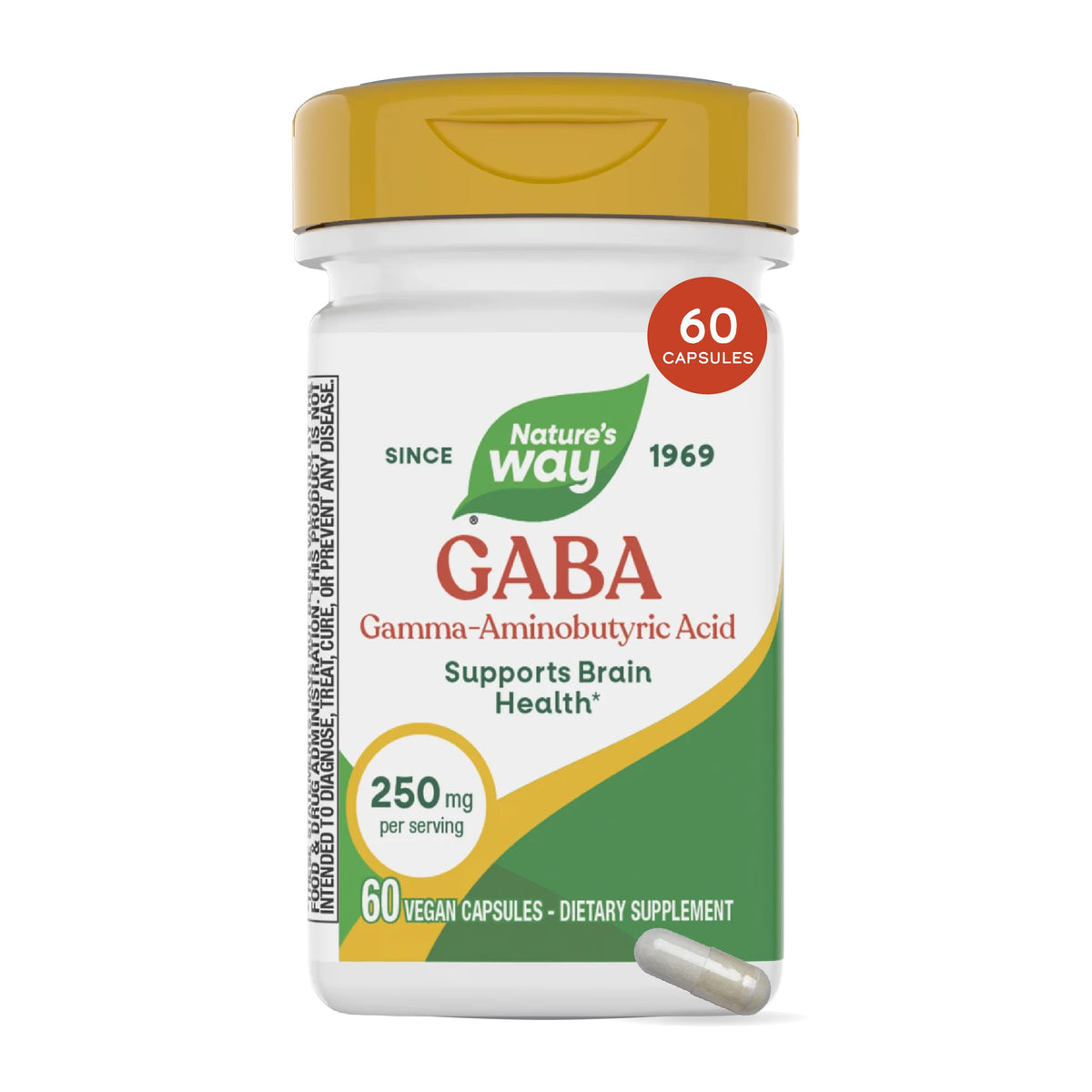 Nature's Way GABA Capsules 250 mg Brain Support - 60 Capsules