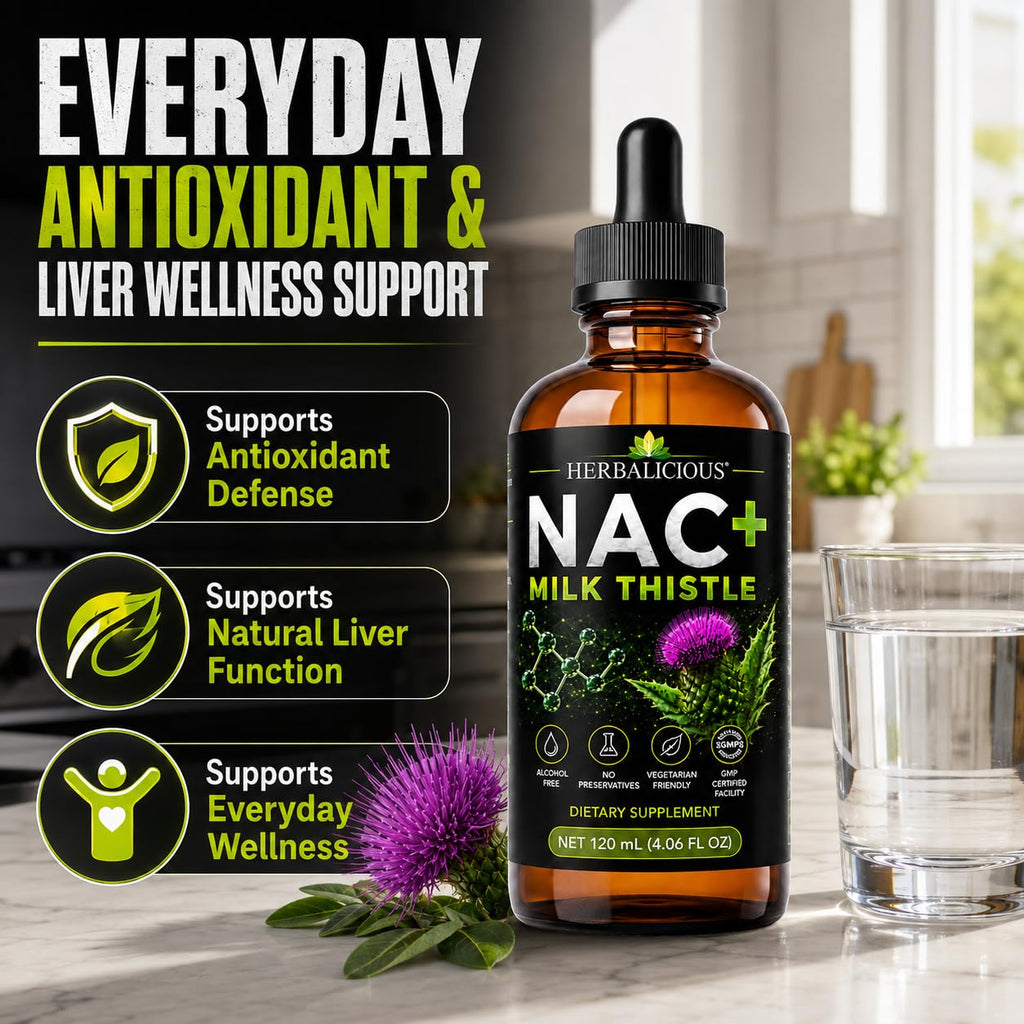 HERBALICIOUS Milk Thistle Extract with NAC Liver Support - 4 Fl Oz - image 2