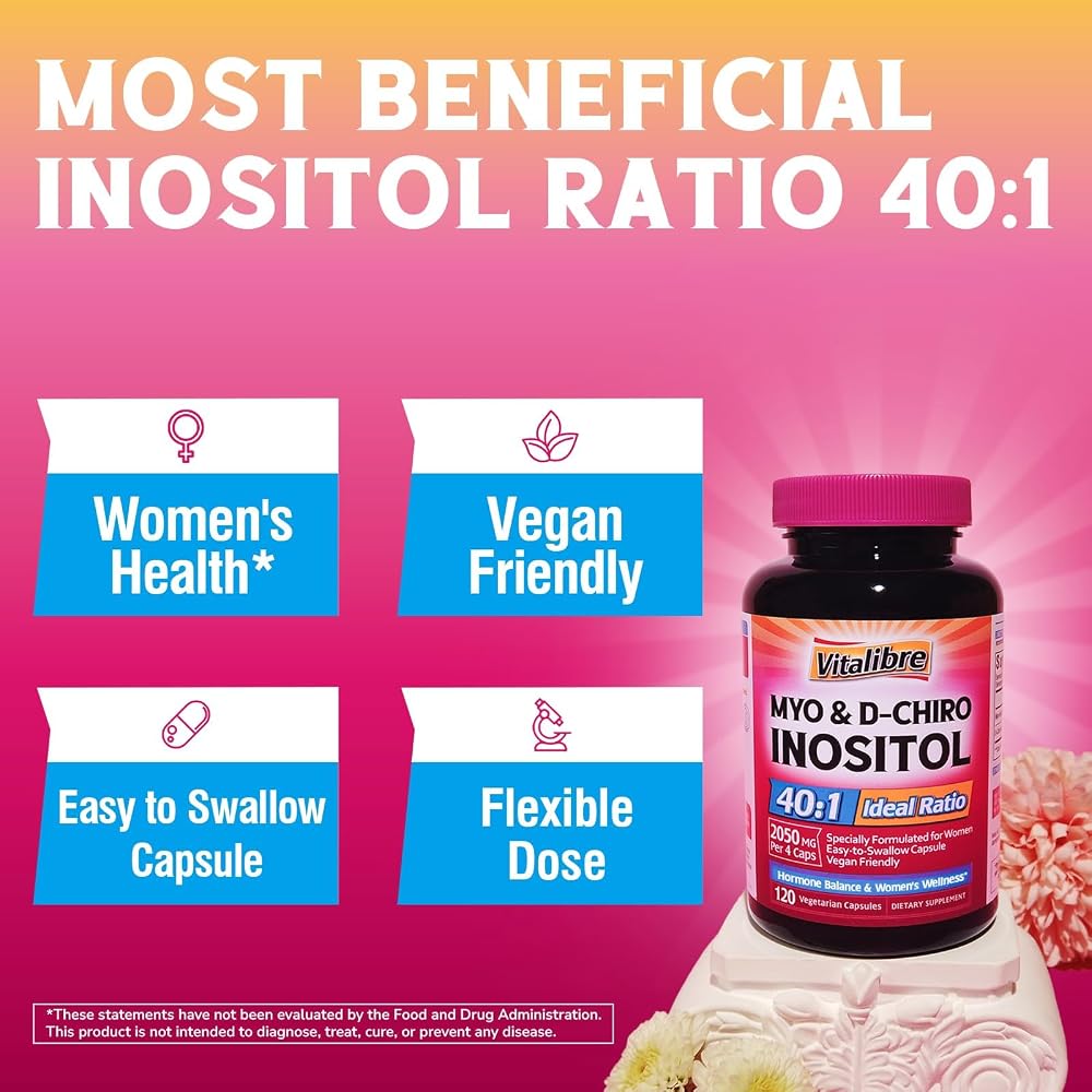 Vitalibre Inositol Supplement Myo & D-Chiro 40:1 Ratio - 120 Capsules - image 4