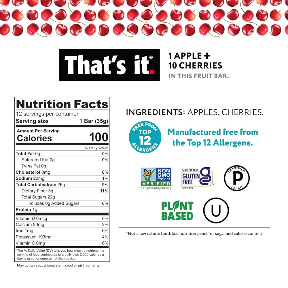 That's it. Apple + Cherry 100% Natural Fruit Bar - 12 Pack - image 3