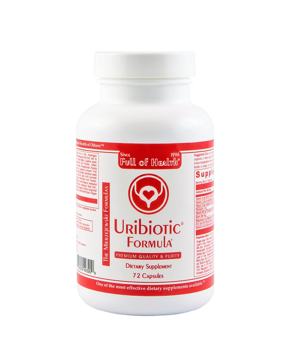 Full of Health Uribiotic Formula Urinary Support - 72 Capsules