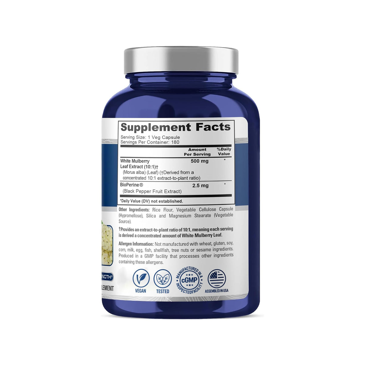 NusaPure White Mulberry Leaf 500mg - 180 Vegetarian Capsules - image 2