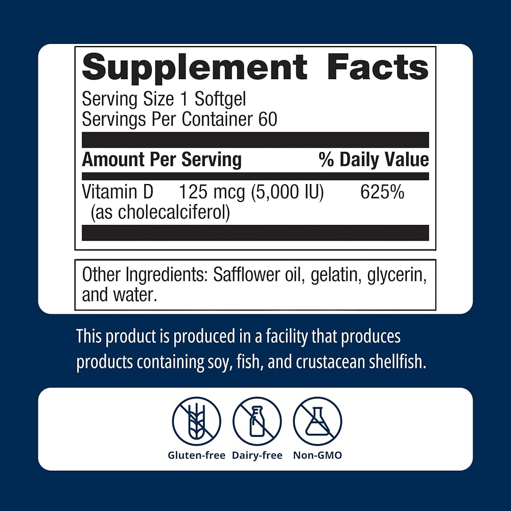 Metagenics Vitamin D3 5000 IU Immune Support - 60 Softgels - image 6