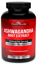 Divine Bounty Ashwagandha Capsules 1200mg with Black Pepper - 90 Capsules