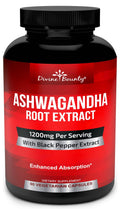 Divine Bounty Ashwagandha Capsules 1200mg with Black Pepper - 90 Capsules