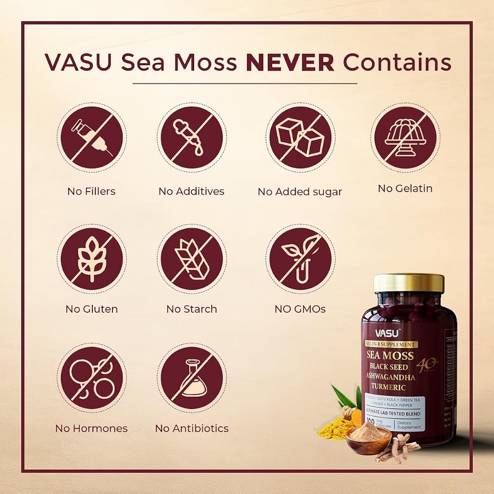 Vasu Sea Moss Capsules for Stamina & Strength - 100 Count - image 6