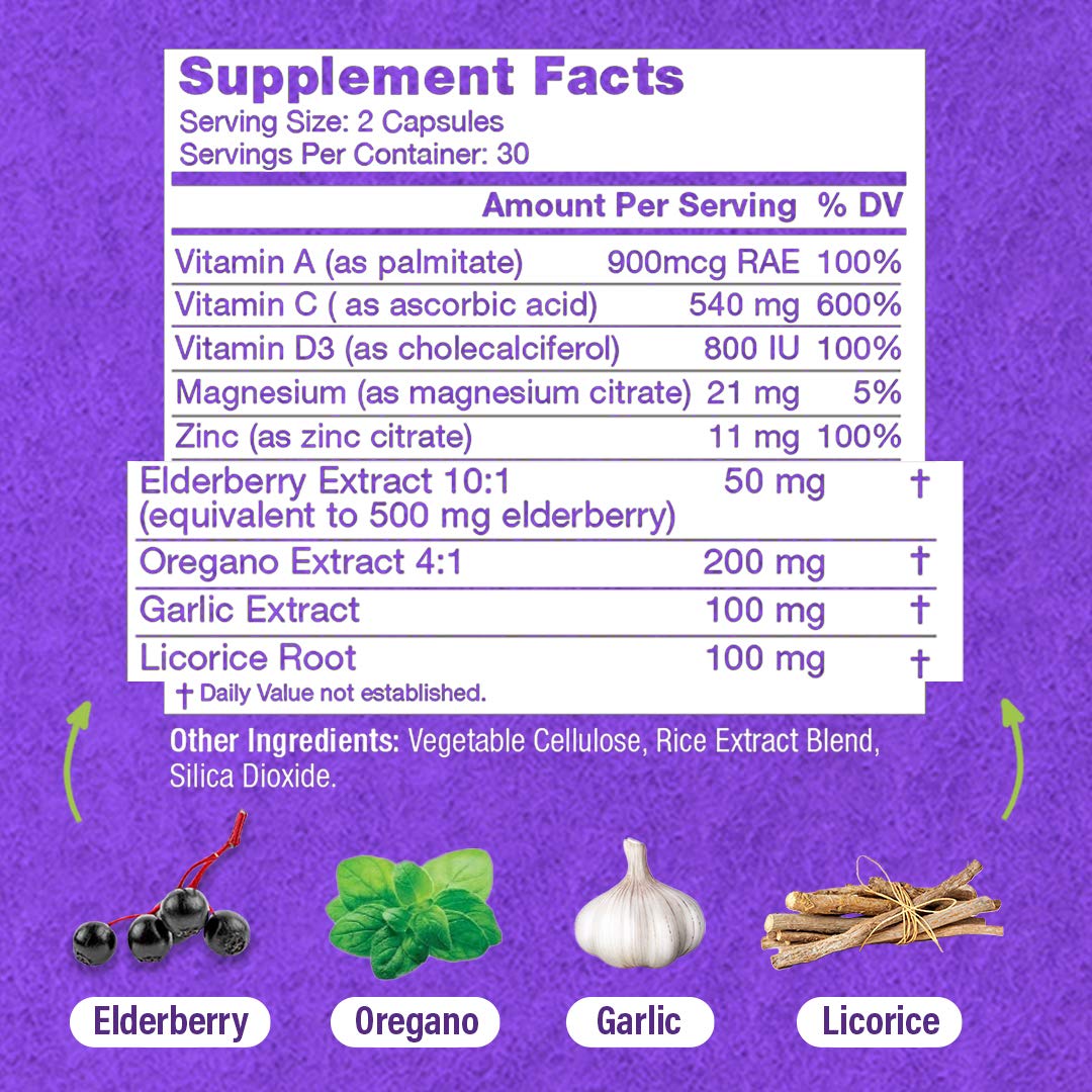 Hybrid Sambucus Elderberry Immune Support - 60 Vegetarian Capsules - image 7
