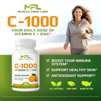 MUSCLE FOOD LABS Vitamin C 1000mg with Zinc - 120 Vegetarian Capsules - image 2