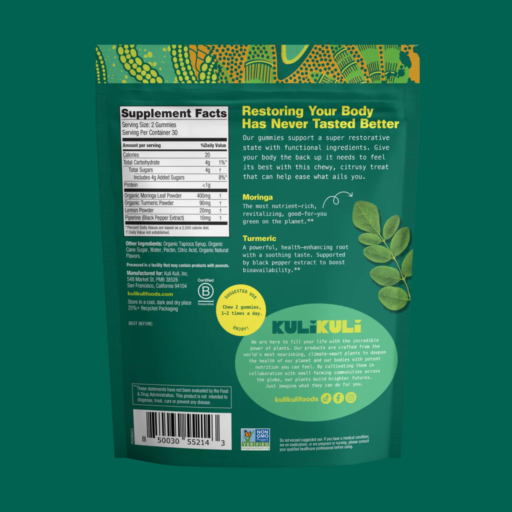 Kuli Kuli Moringa Gummies - Caffeine-Free Energy Supplements