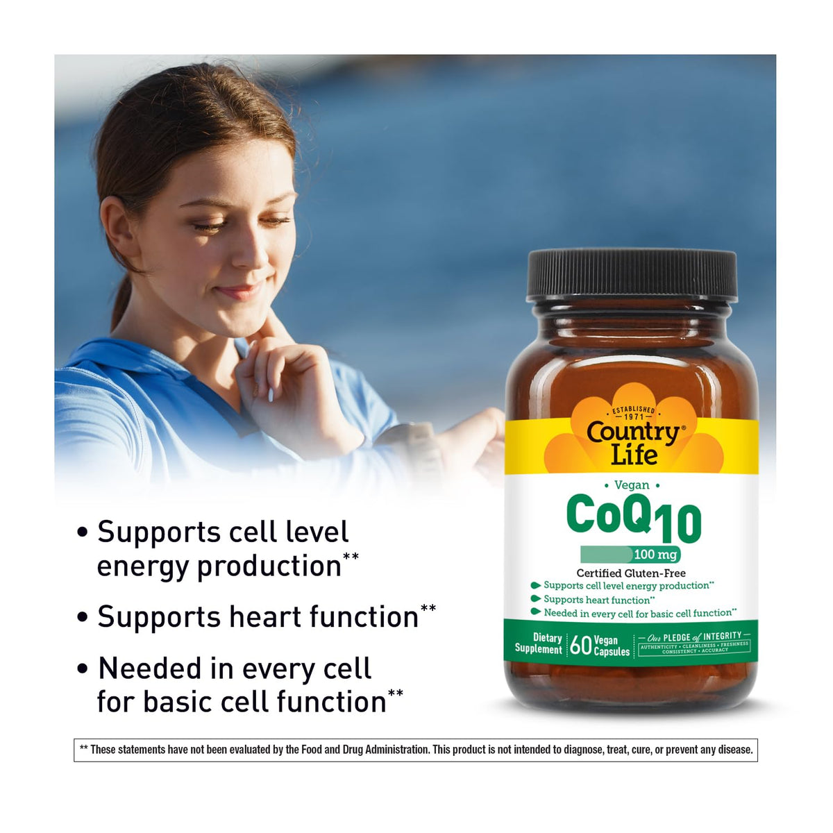 Country Life CoQ10 100 mg Vegan Capsules - 60 Count - image 2