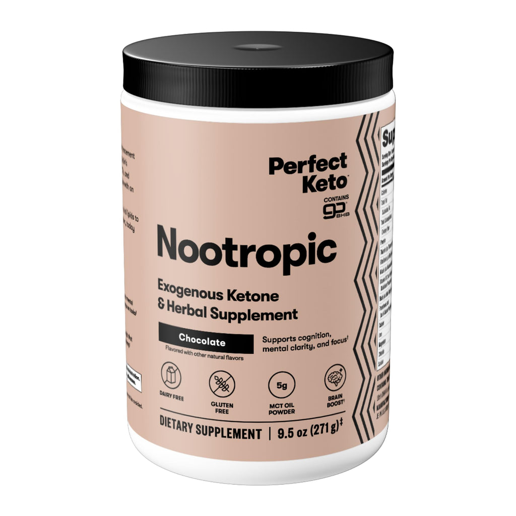 Perfect Keto Nootropics Brain Support Powder Chocolate - 15 Servings