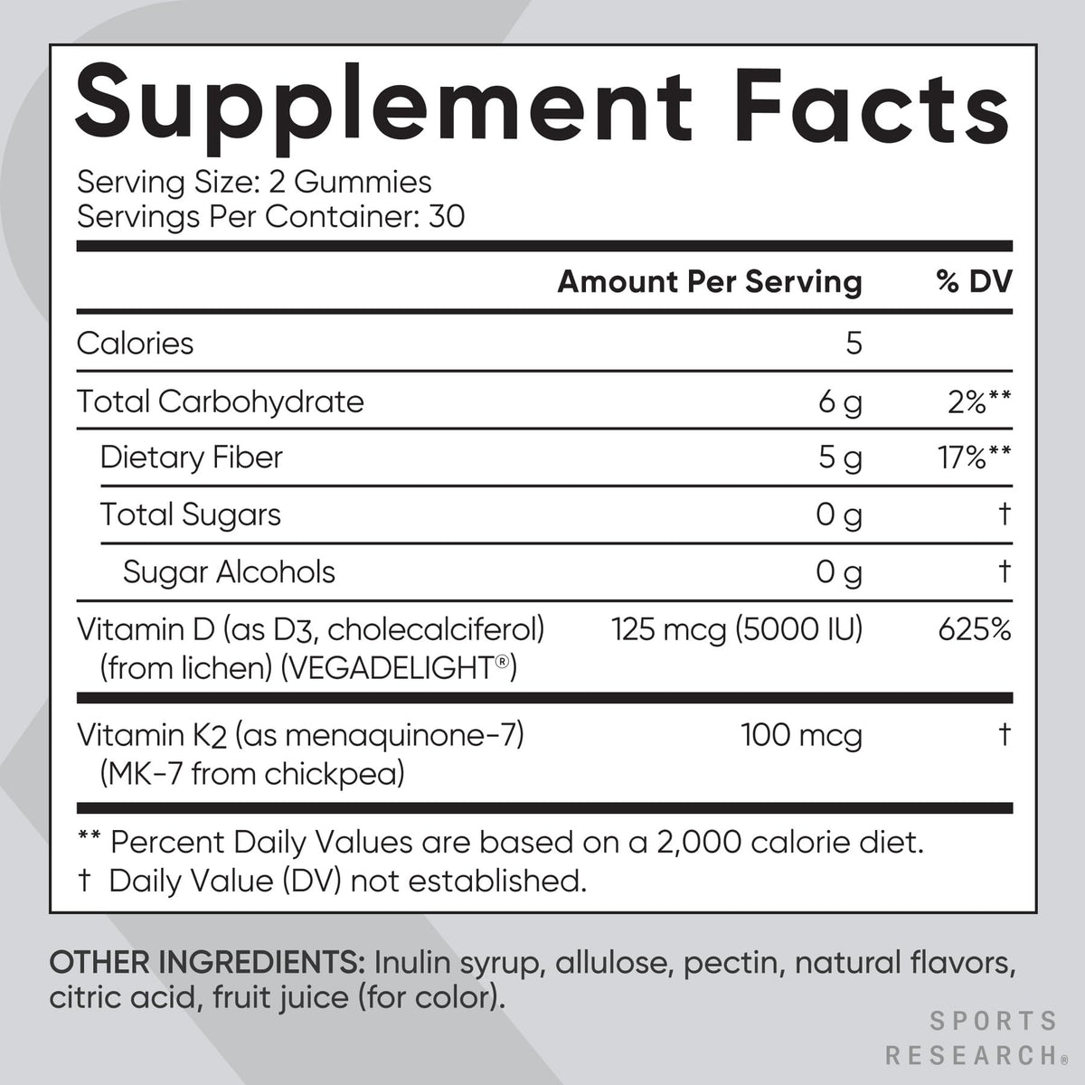 Sports Research Vegan Vitamin D3 + K2 Sugar-Free Gummies - 60 Count - image 5