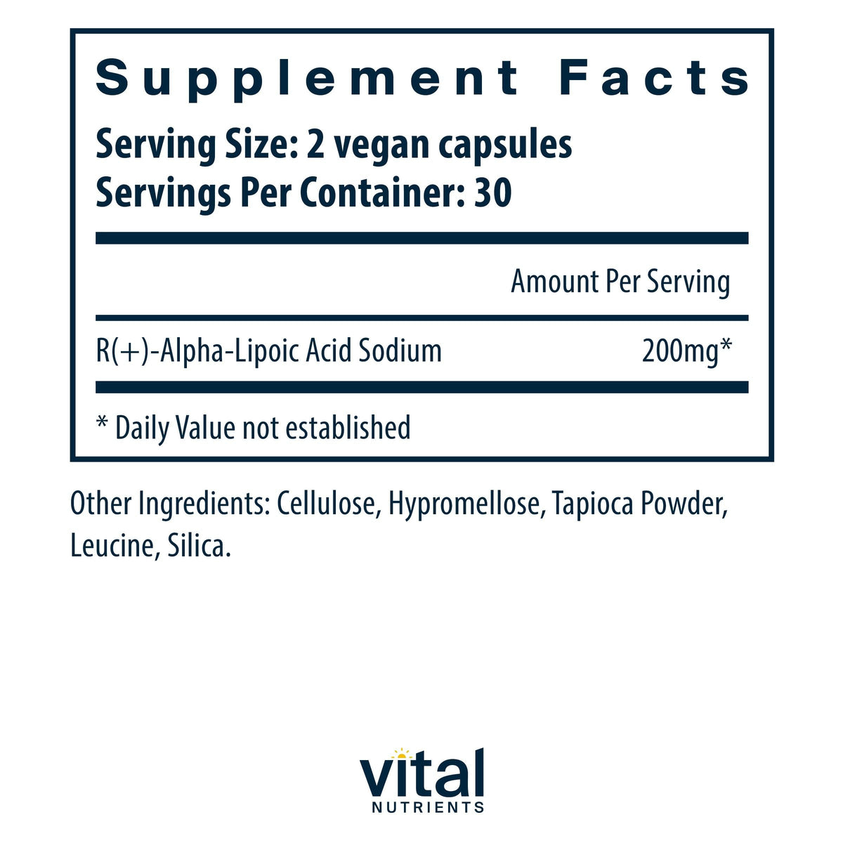 Vital Nutrients R-Lipoic Acid 200mg - 60 Capsules - image 2