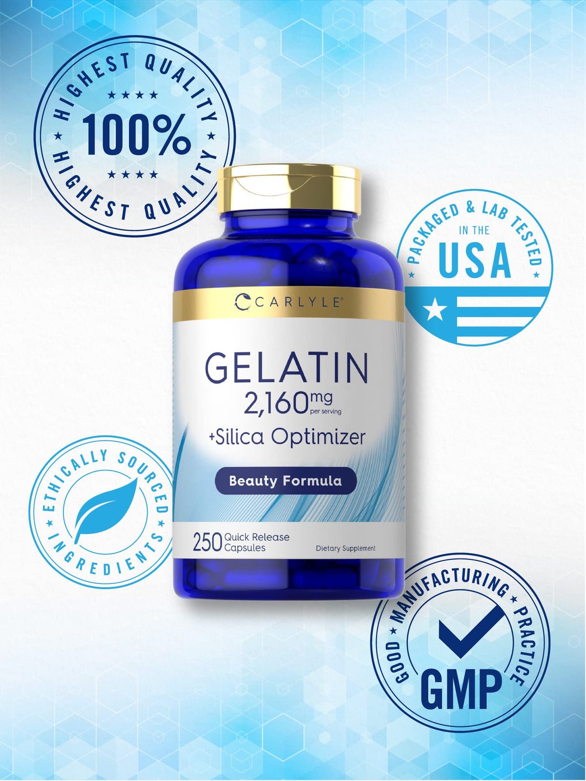 Carlyle Gelatin Capsules with Silica Optimizer - 250 Count - image 5