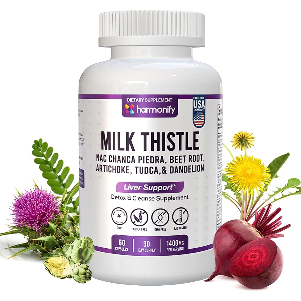 HARMONIFY Milk Thistle Berberine Turmeric Liver Support - 60 Capsules