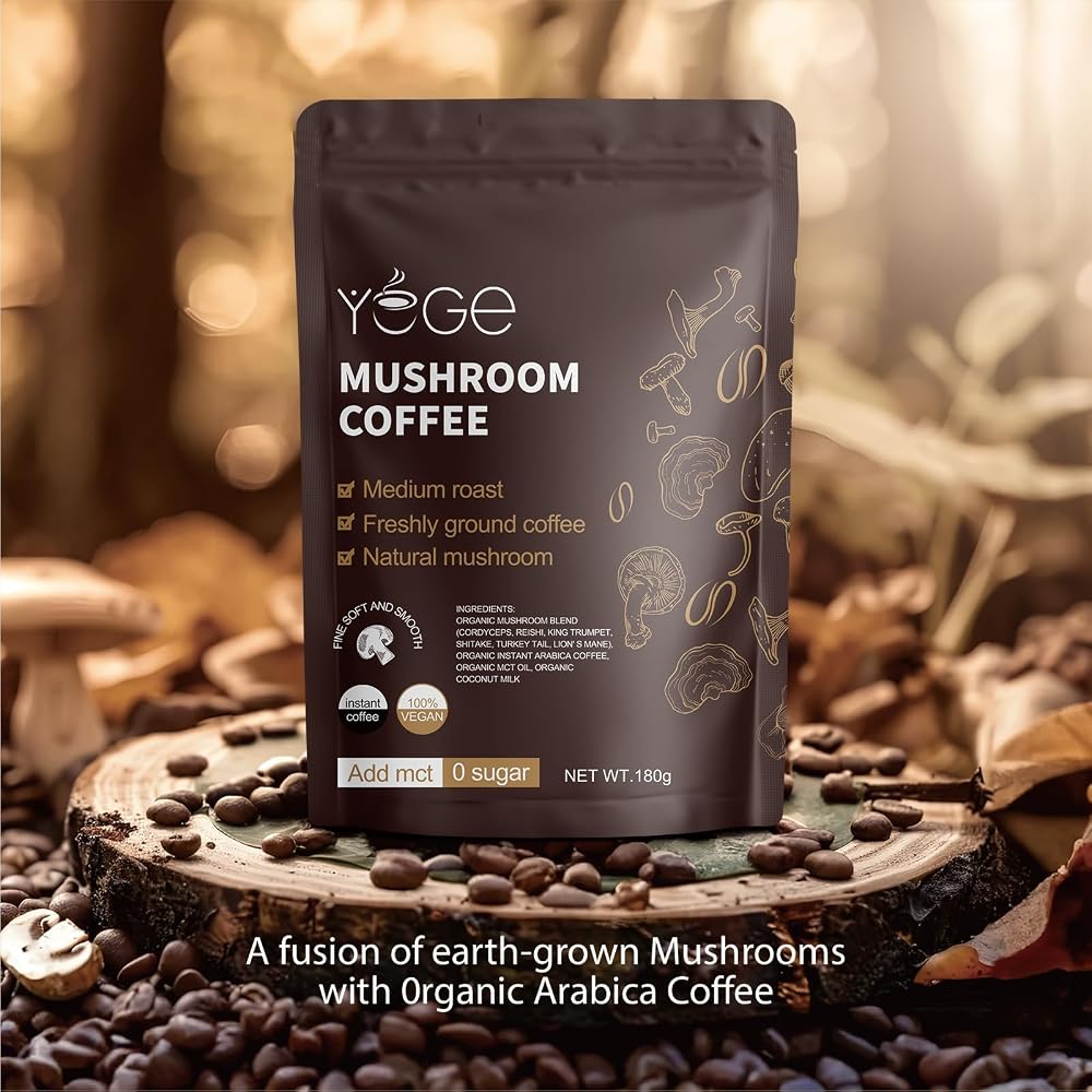 YEGE Mushroom Coffee, Instant Organic Mushroom Coffee
