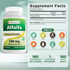 Best Naturals Alfalfa Green Super Food 500 mg - 180 Capsules - image 2
