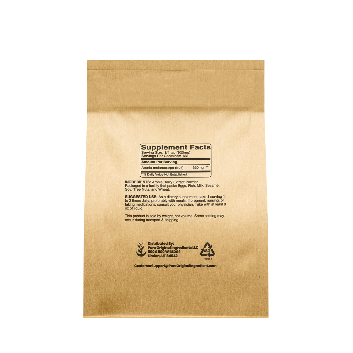 Pure Original Ingredients Aronia Berry Powder Fruit Supplement Extract