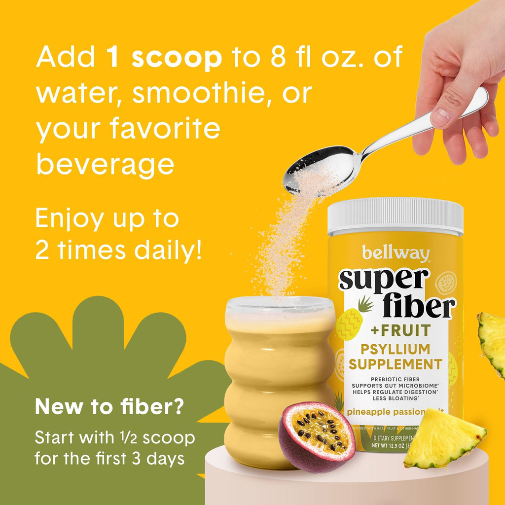 Bellway Super Fiber + Fruit, Organic Psyllium Husk Powder, Sugar-Free