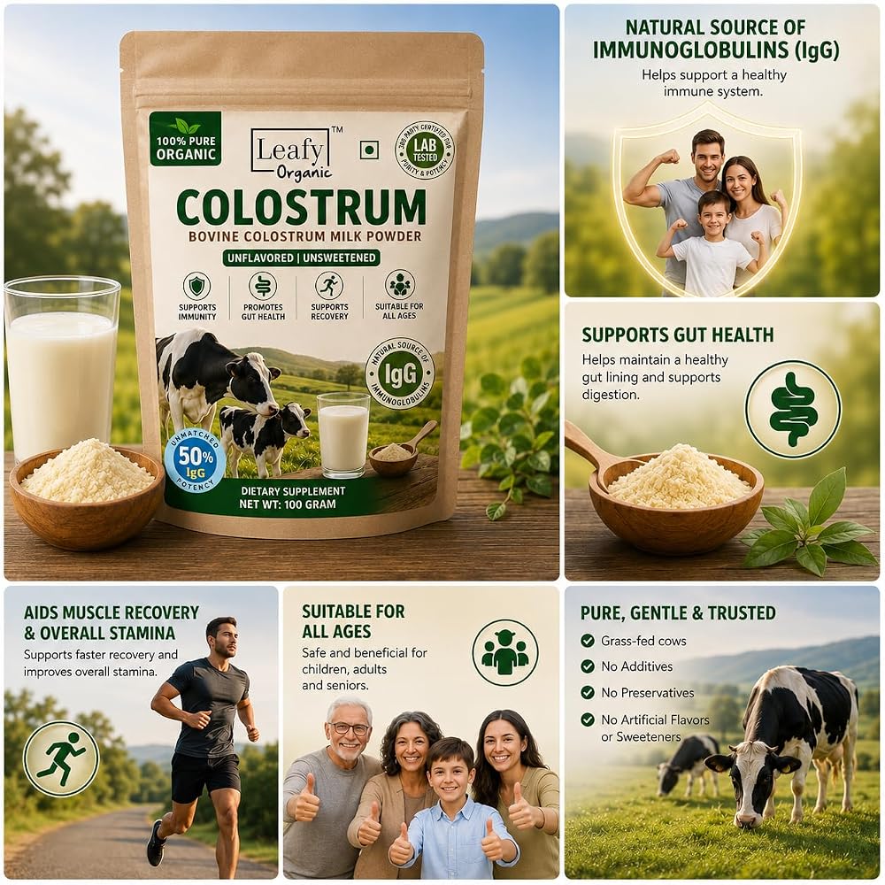 Leafy Organic Colostrum Powder for Gut Health & Immune Support - 100g - image 4