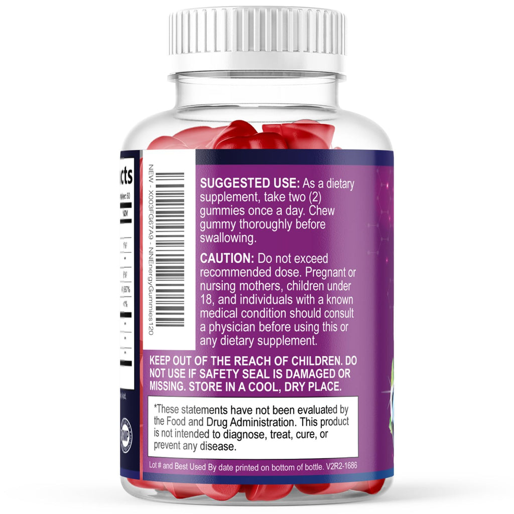 Nature's Nutrition Energy Gummies Vitamin B12 1000mcg Per Serving