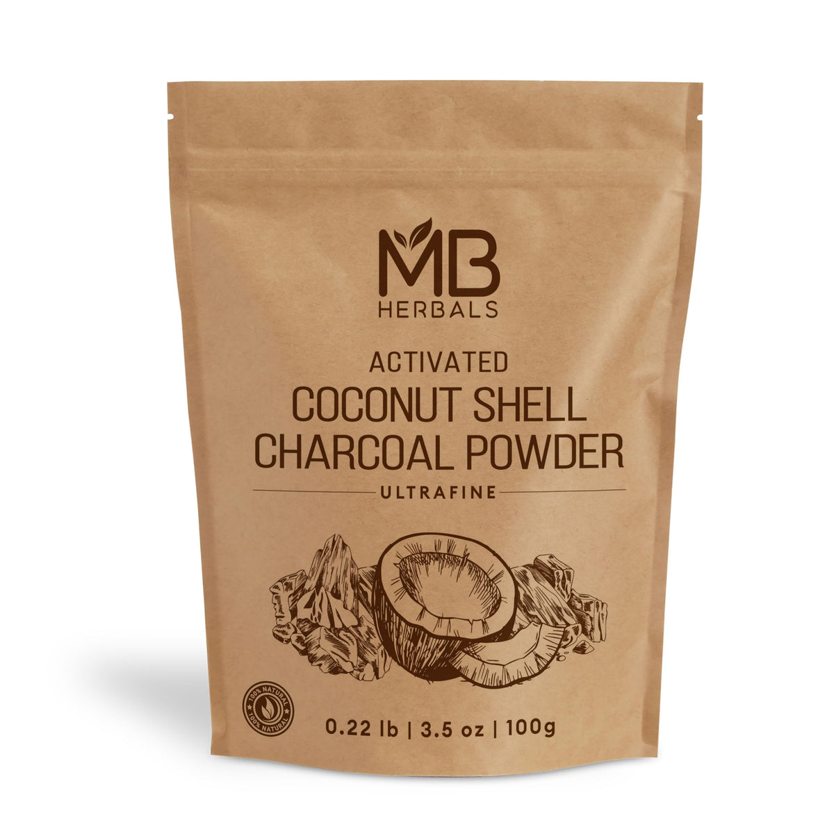 MB Herbals Activated Charcoal Powder from Coconut Shell 3.5 oz (100