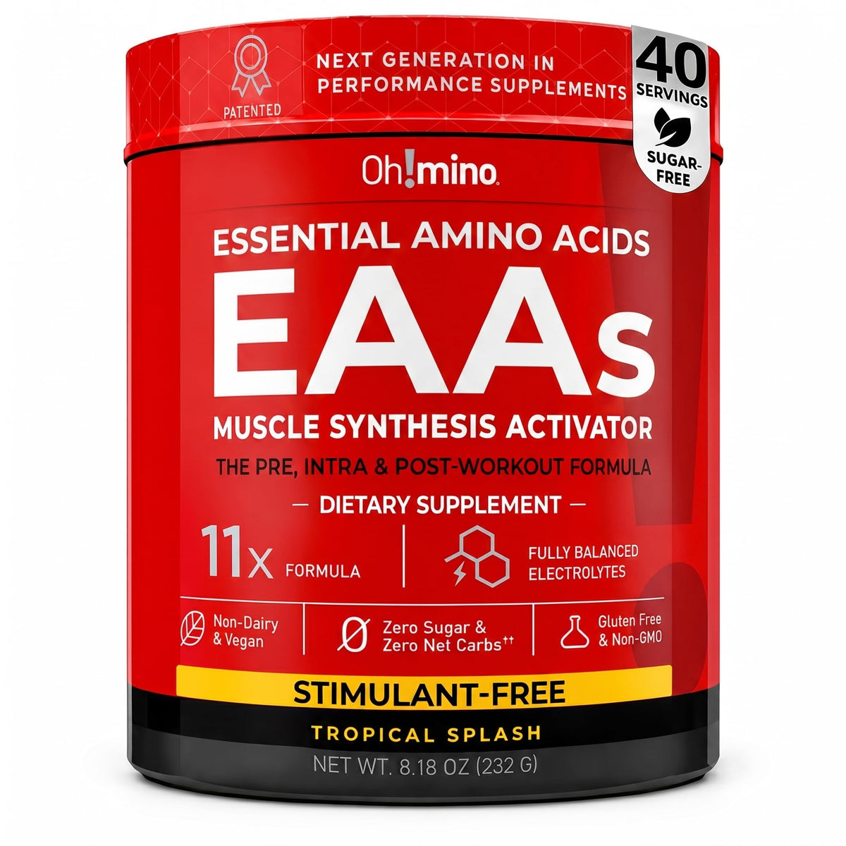 Oh!mino Ohmino BCAA + EAA Powder, Amino Acid Supplement, 40 Servings